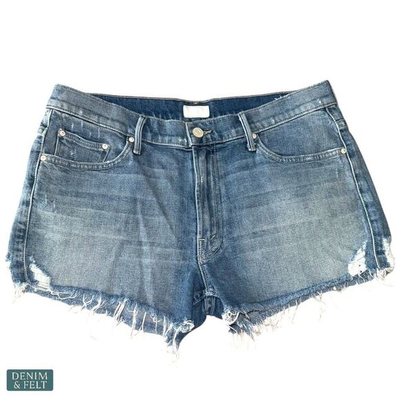 Mother The Skipper Frayed Raw Hem Denim Shorts Leap At The Chance Blue 30 - Picture 8 of 16